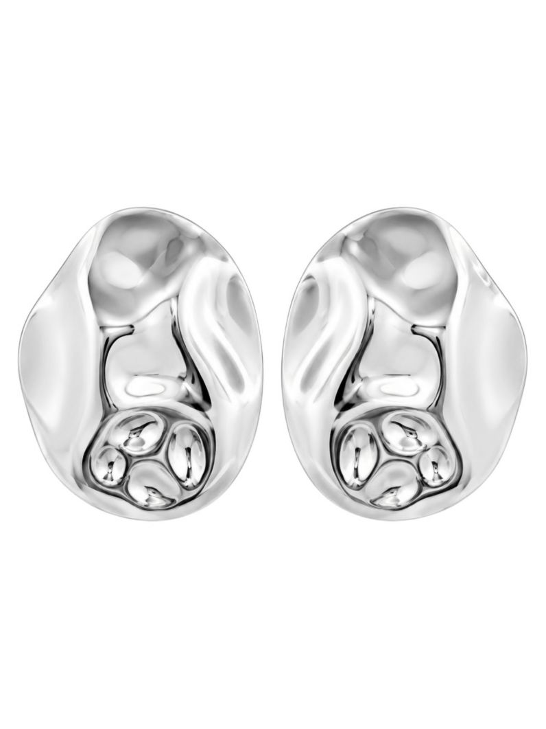 Brinco Folheado a Ouro 18k e Prata Oval Martelado