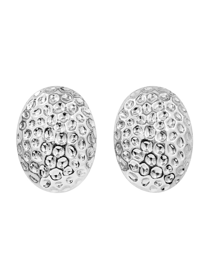 Brinco Folheado a Ouro 18k e Prata Oval Martelado