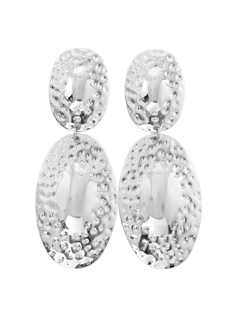 Brinco Folheado a Ouro 18k e Prata Oval Martelado
