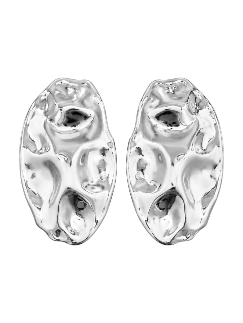 Brinco Folheado a Ouro 18k e Prata Oval Maxi Martelado