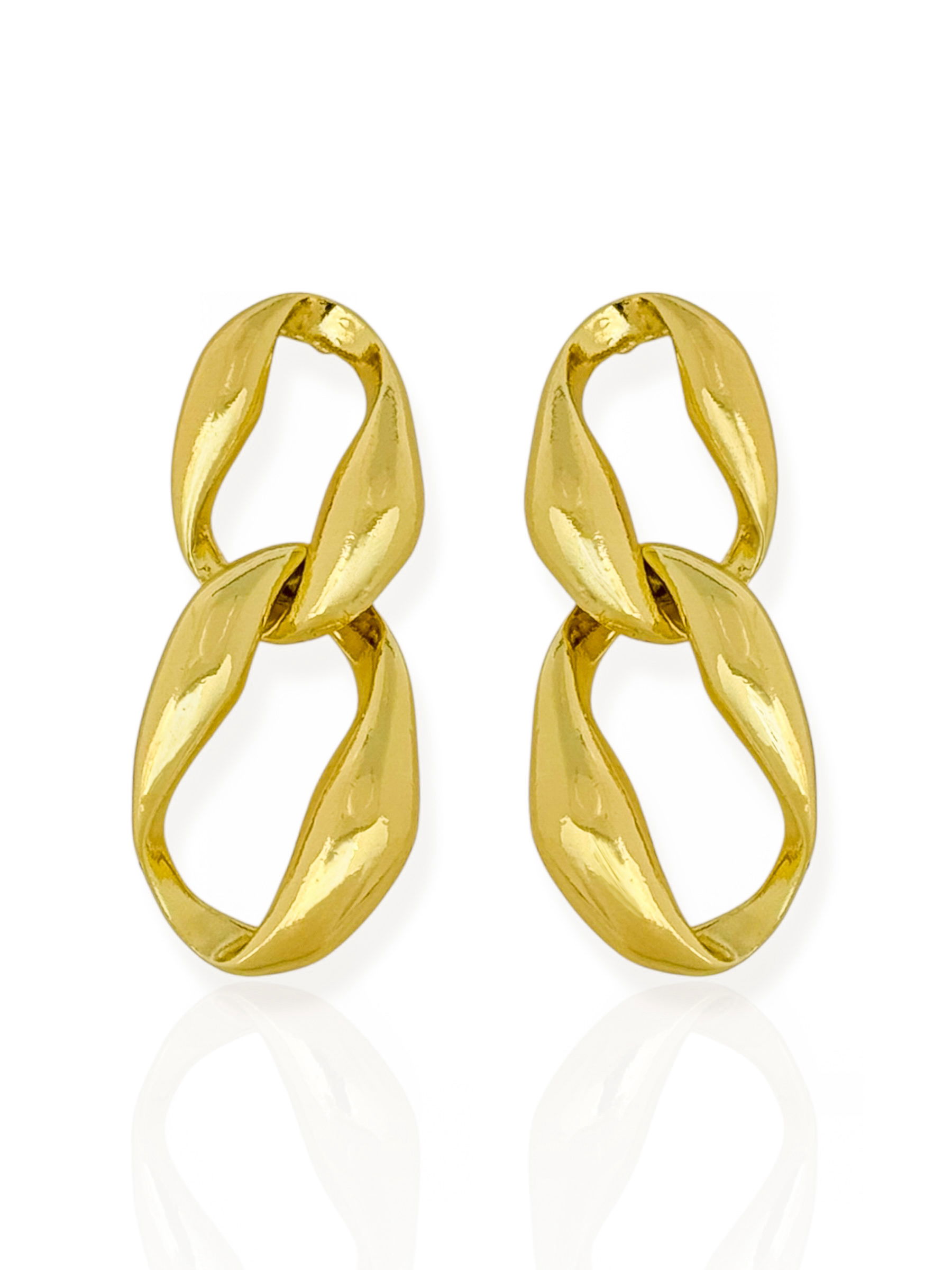 Brinco Folheado a Ouro 18k e Prata Oval Orgânico Duplo