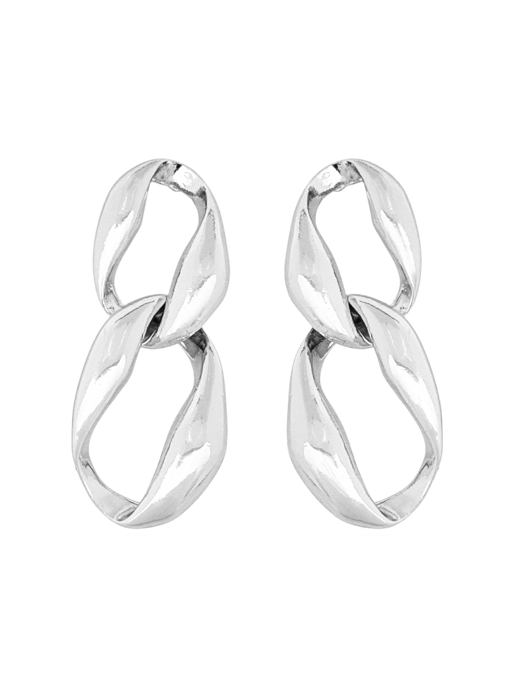 Brinco Folheado a Ouro 18k e Prata Oval Orgânico Duplo