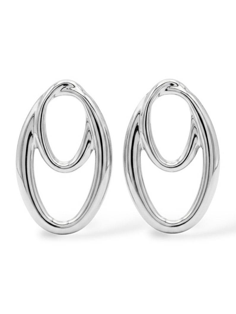 Brinco Folheado a Ouro 18k e Prata Oval Vazado