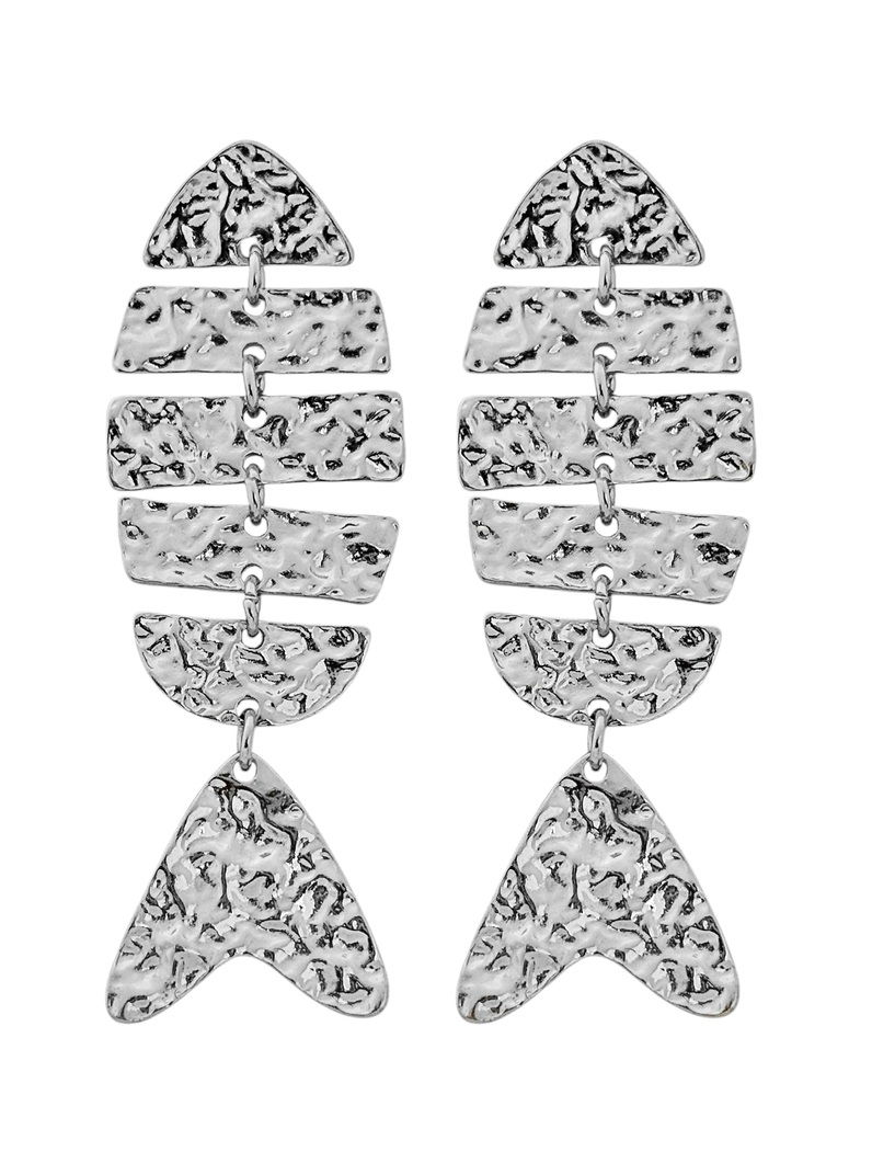Brinco Folheado a Ouro 18k e Prata Peixe Martelado