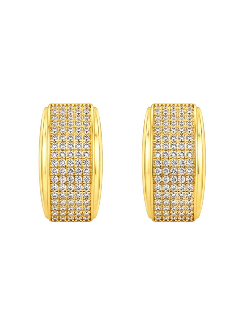 Brinco Folheado a Ouro 18k e Prata Placa Cravejada
