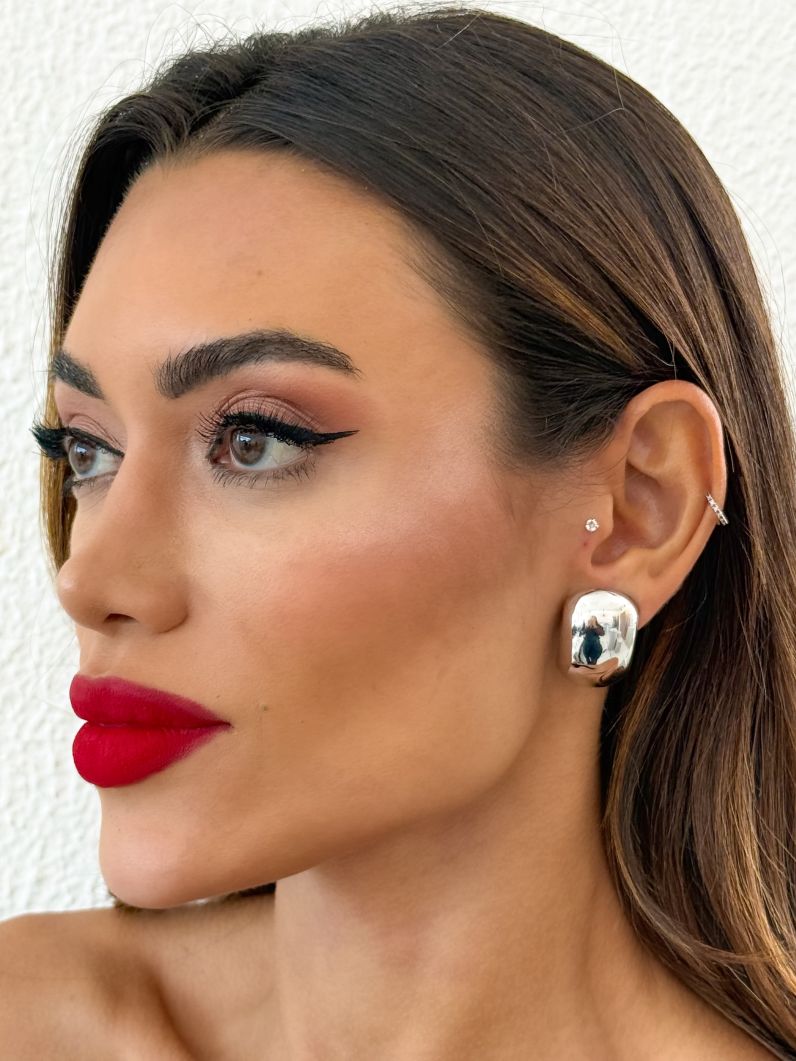 Brinco Folheado a Ouro 18k e Prata Placa Lisa