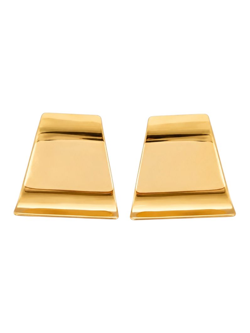 Brinco Folheado a Ouro 18k e Prata Placa Lisa Curvada