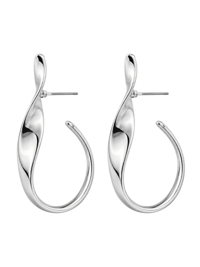 Brinco Folheado a Ouro 18k e Prata Placa Longa Curva
