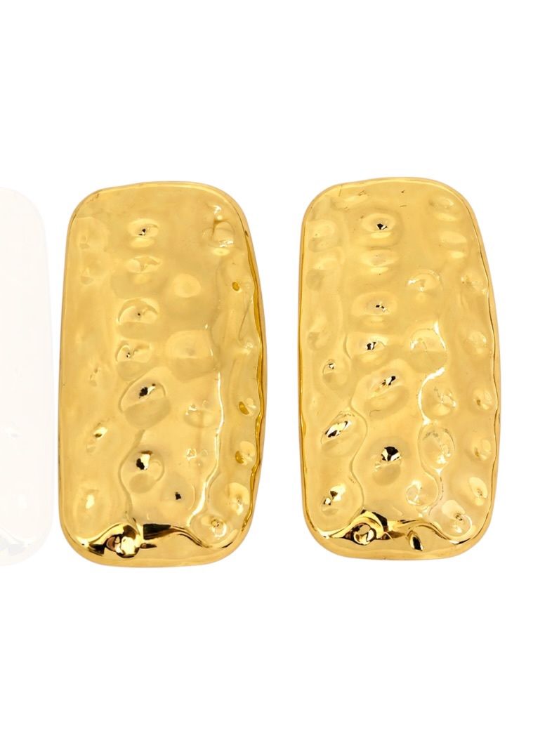 Brinco Folheado a Ouro 18k e Prata Placa Maxi Martelada