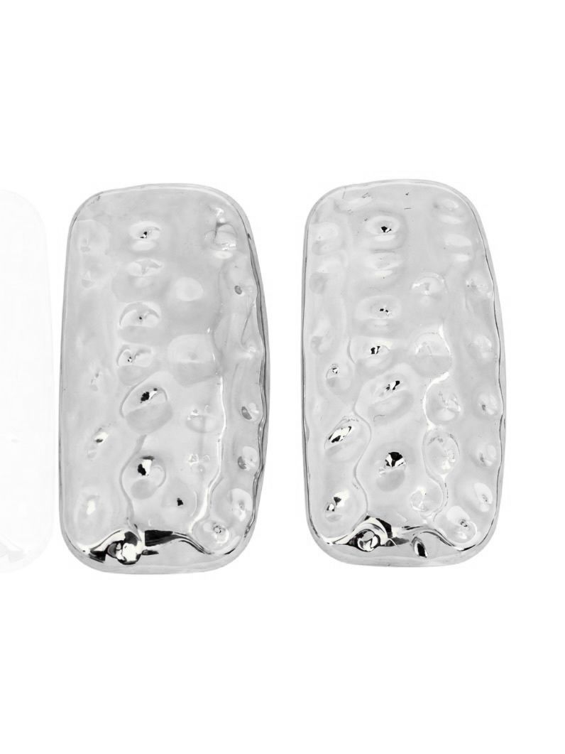 Brinco Folheado a Ouro 18k e Prata Placa Maxi Martelada