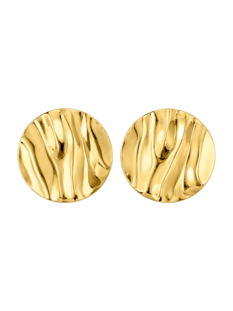 Brinco Folheado a Ouro 18k e Prata Placa Ondulada