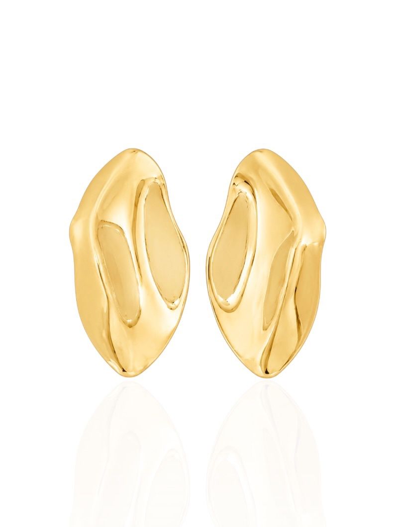 Brinco Folheado a Ouro 18k e Prata Placa Organica