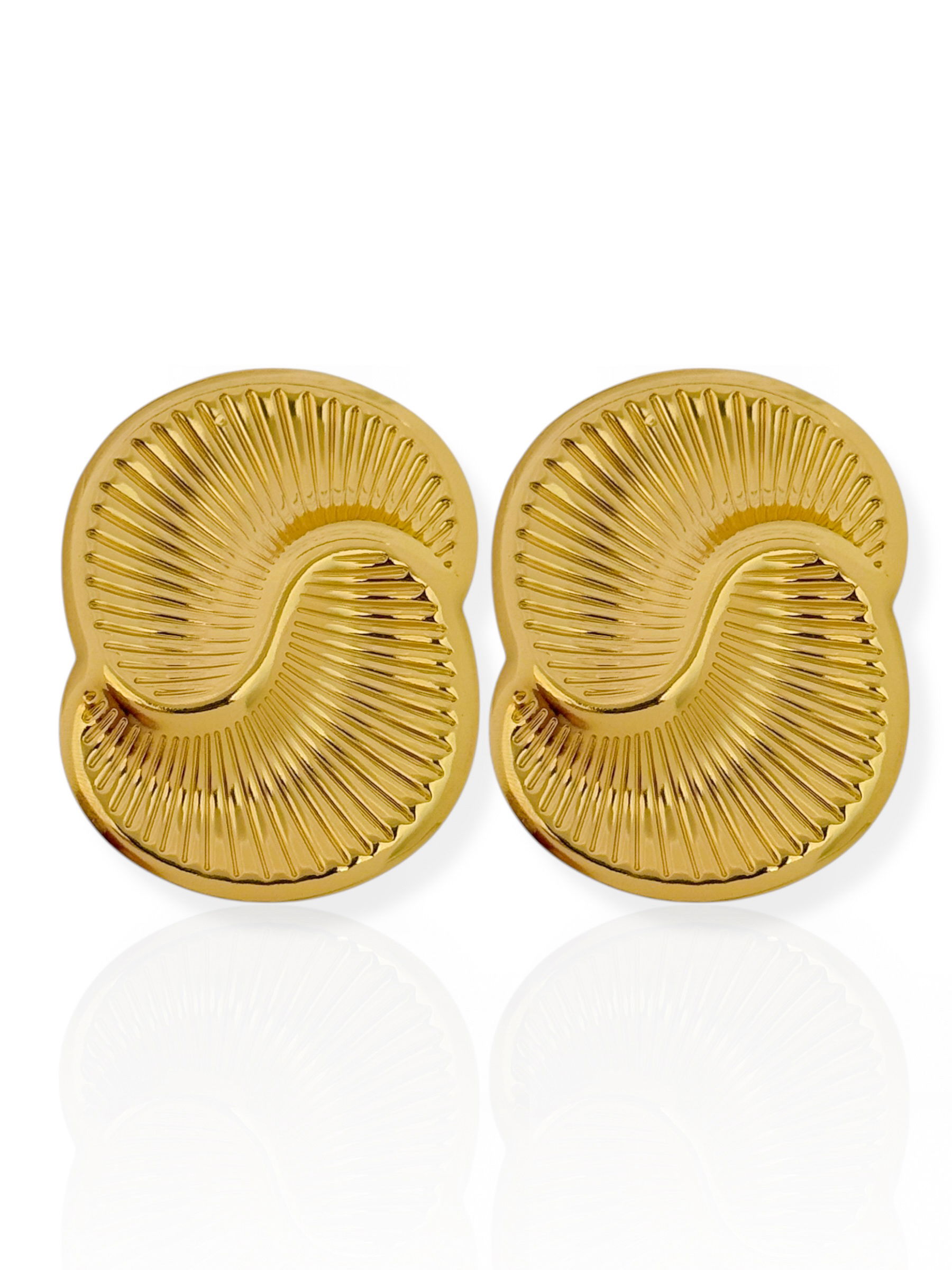 Brinco Folheado a Ouro 18k e Prata Placas Círculares Texturizadas