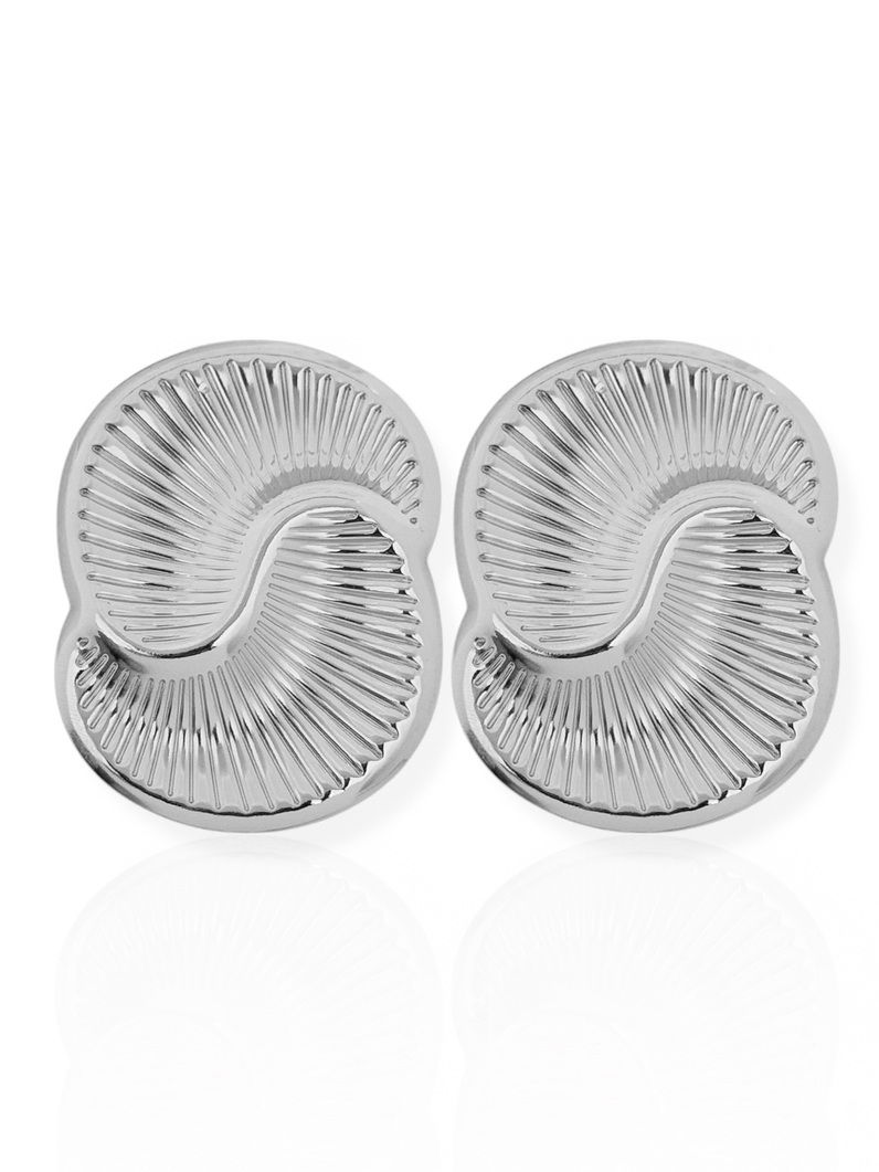 Brinco Folheado a Ouro 18k e Prata Placas Círculares Texturizadas