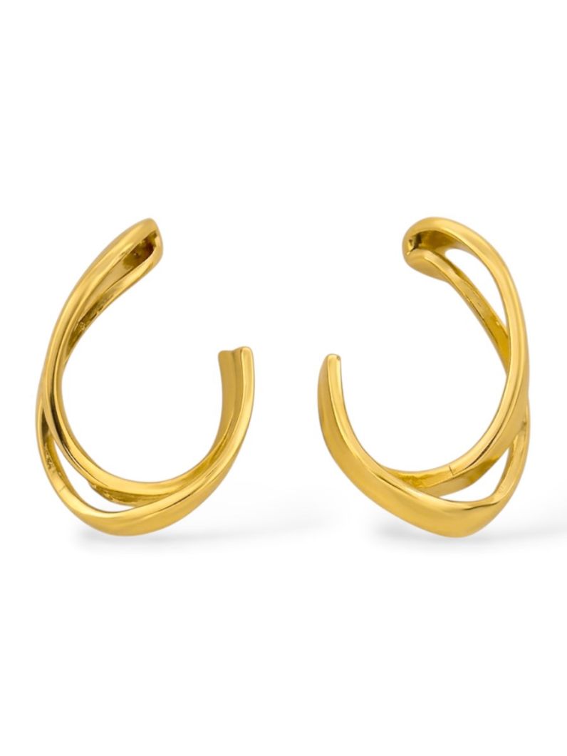 Brinco Folheado a Ouro 18k e Prata Placas Curvadas