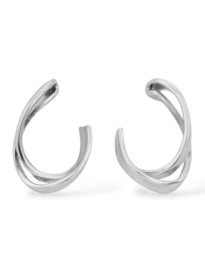 Brinco Folheado a Ouro 18k e Prata Placas Curvadas