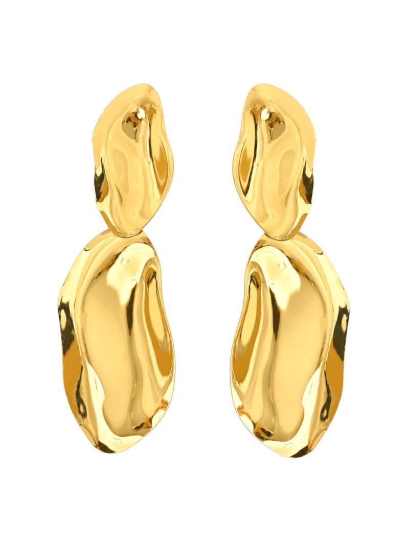 Brinco Folheado a Ouro 18k e Prata Placas Maxi Curvadas