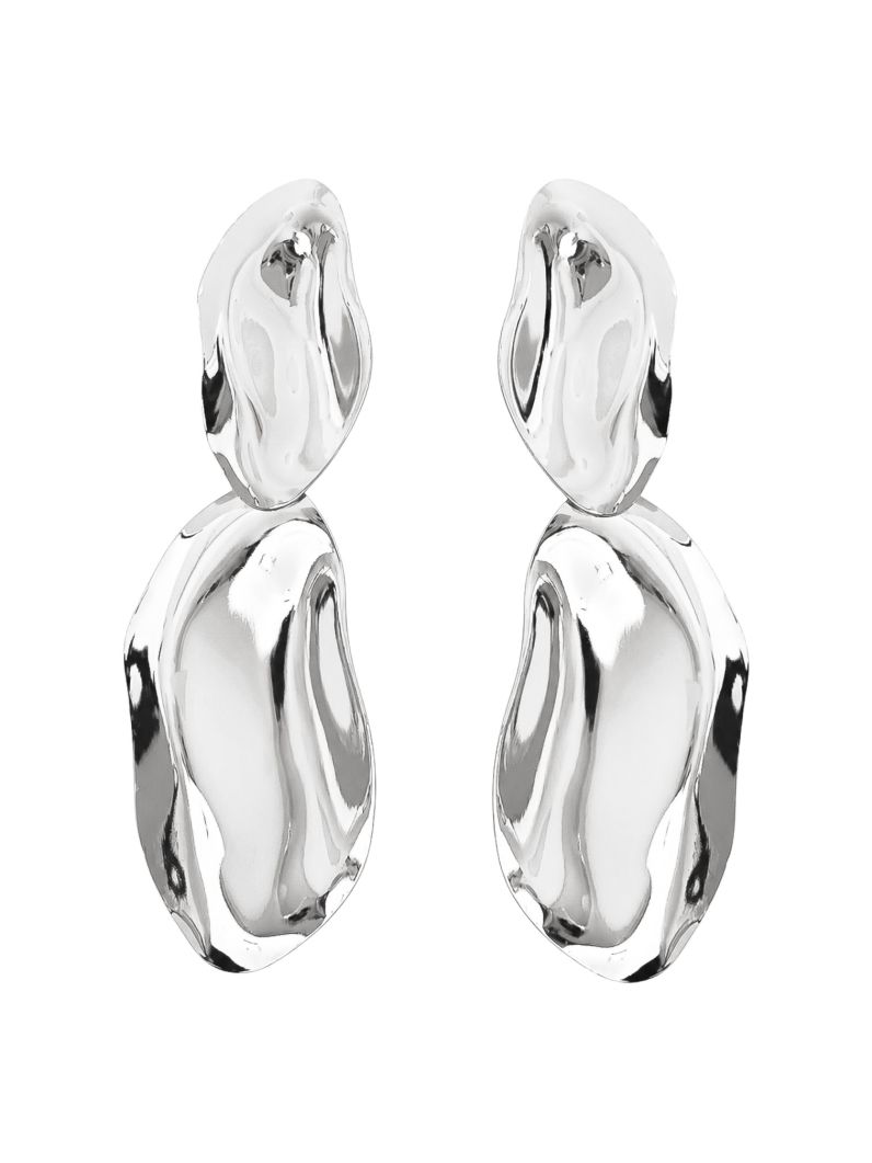 Brinco Folheado a Ouro 18k e Prata Placas Maxi Curvadas