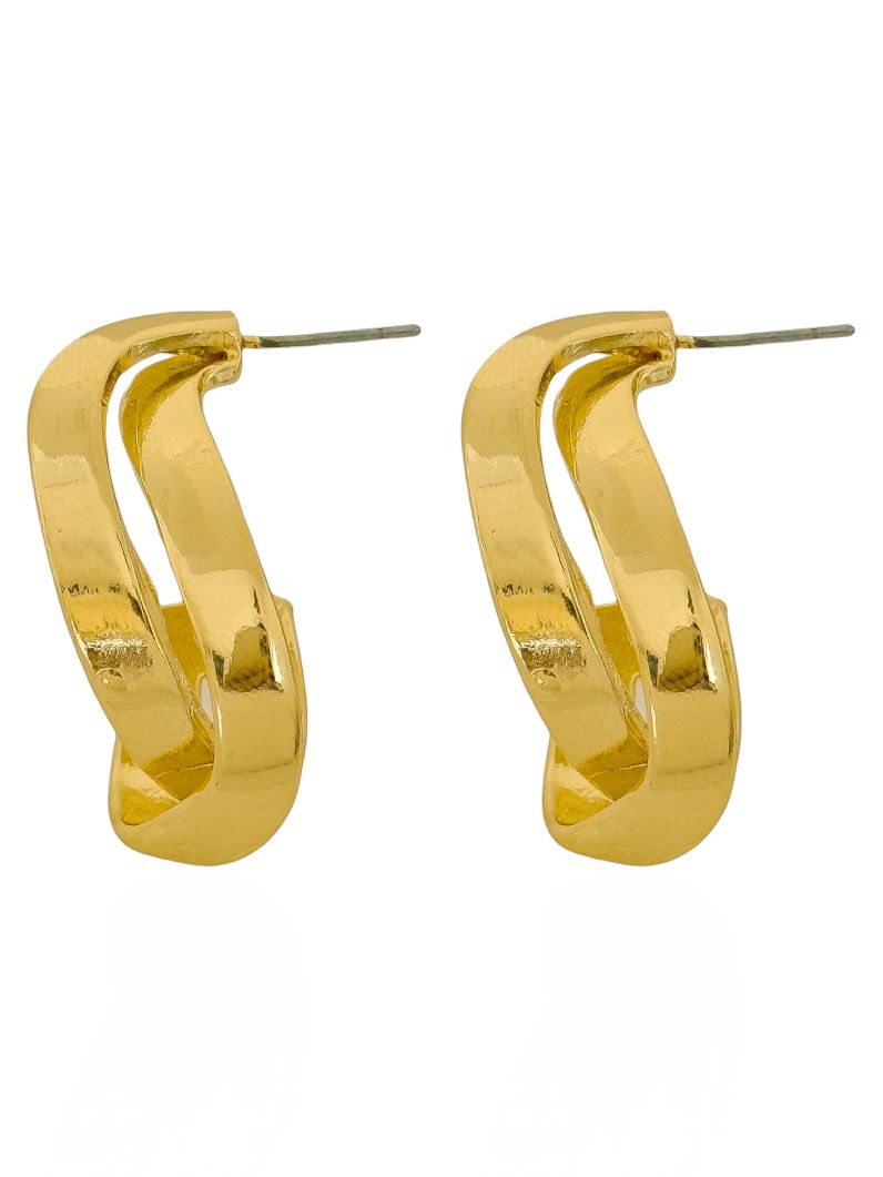 Brinco Folheado a Ouro 18k e Prata Placas Organicas Lisas