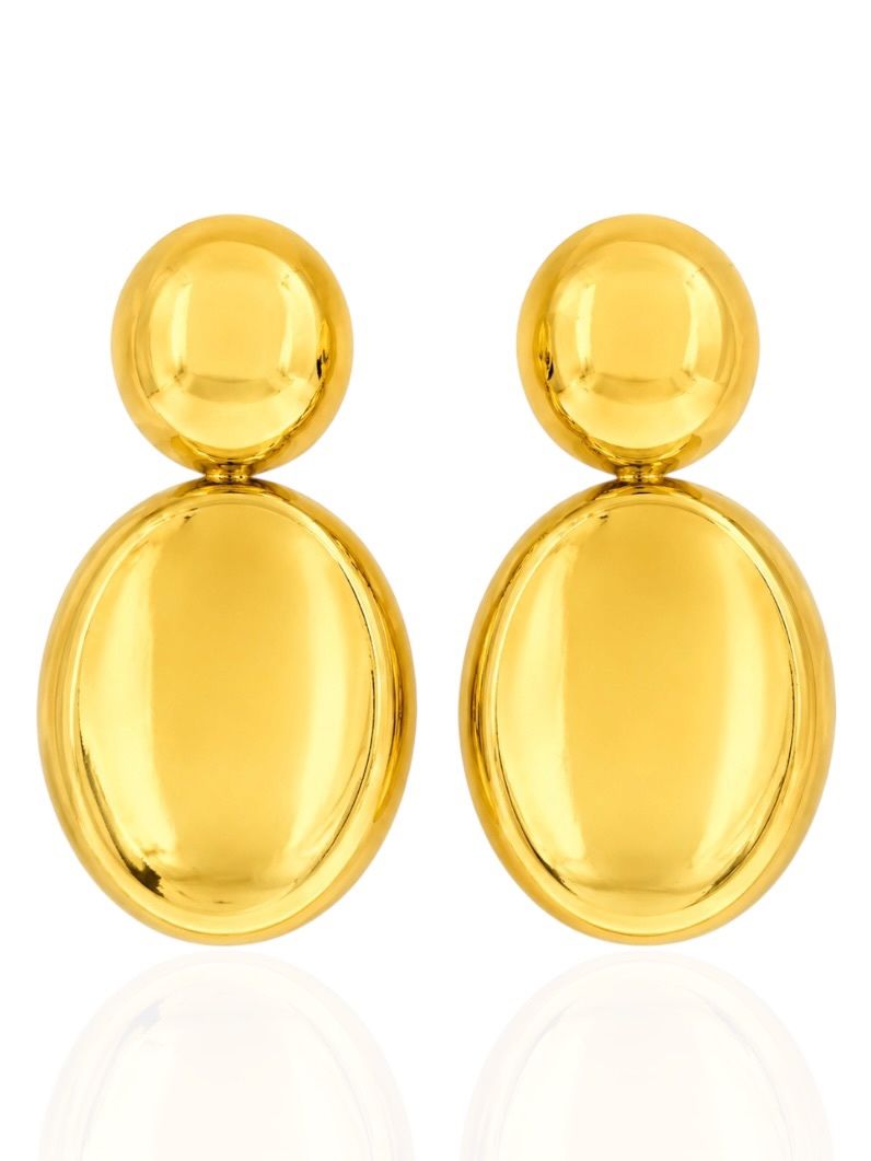 Brinco Folheado a Ouro 18k e Prata Ponteira Circulo Liso Com Oval