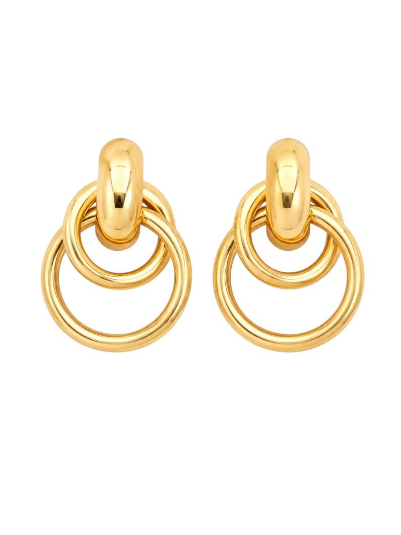 Brinco Folheado a Ouro 18k e Prata Ponteira Com Elos