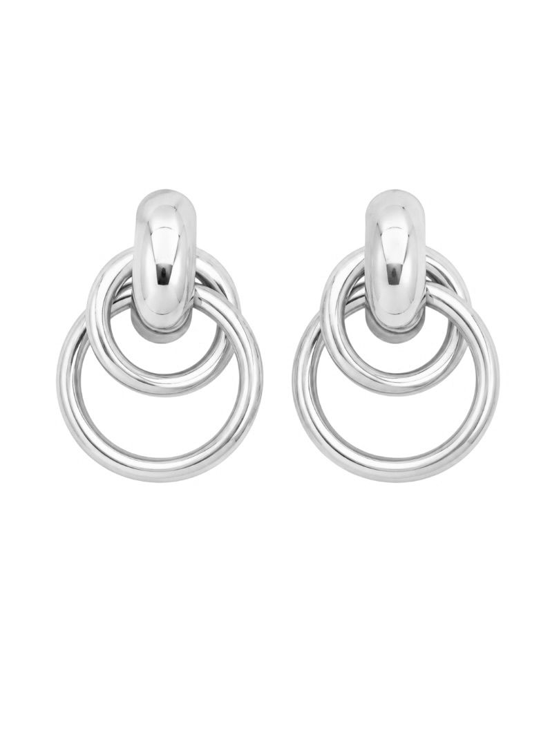 Brinco Folheado a Ouro 18k e Prata Ponteira Com Elos