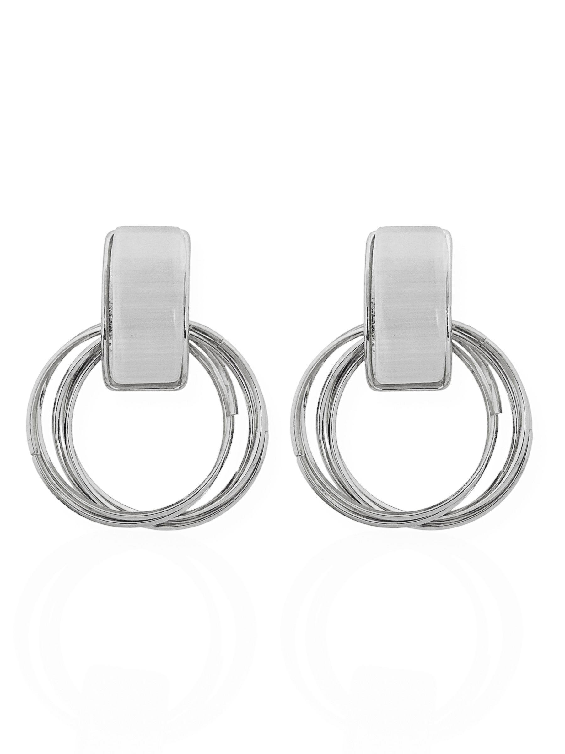 Brinco Folheado a Ouro 18k e Prata Ponteira Resinada Com Circulo Vazado