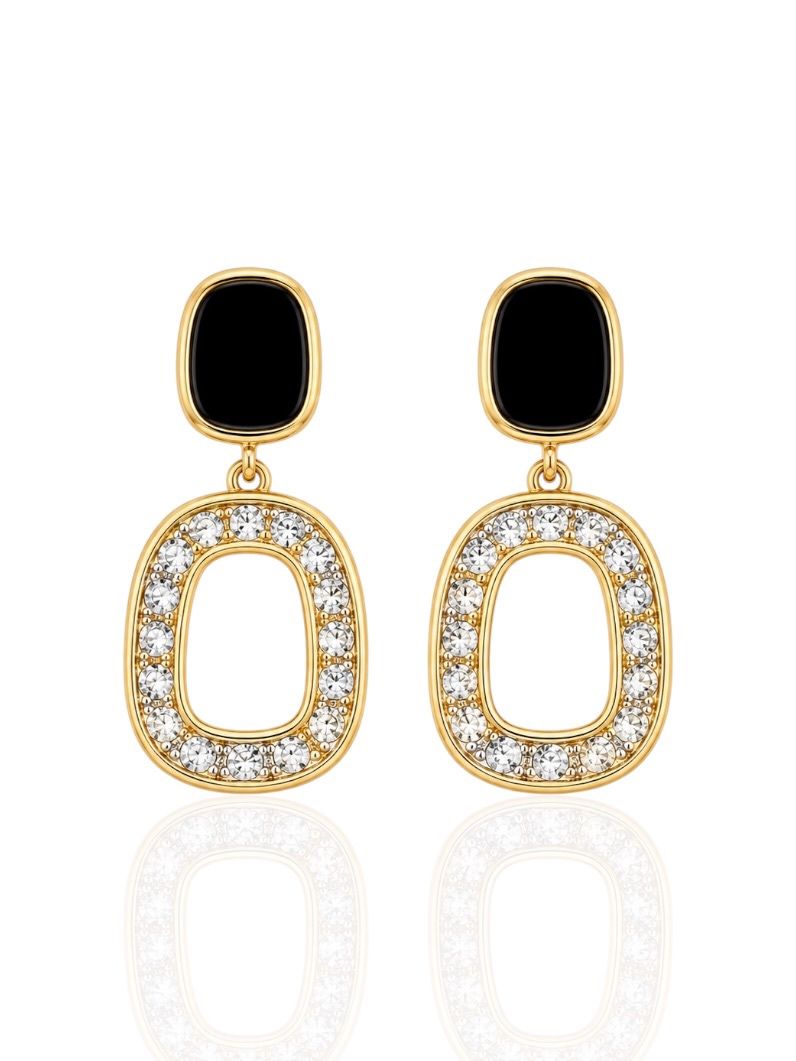 Brinco Folheado a Ouro 18k e Prata Ponteira Resinado Com Zirconia Vazado