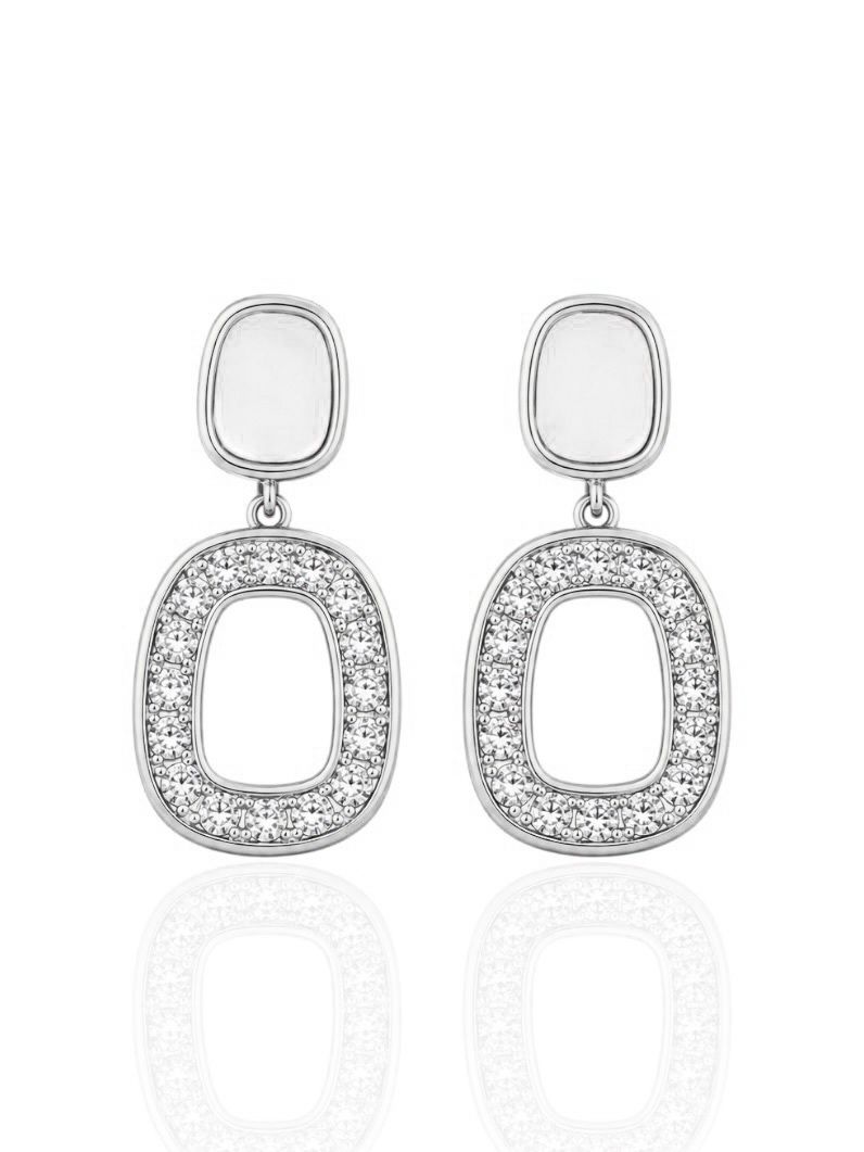 Brinco Folheado a Ouro 18k e Prata Ponteira Resinado Com Zirconia Vazado
