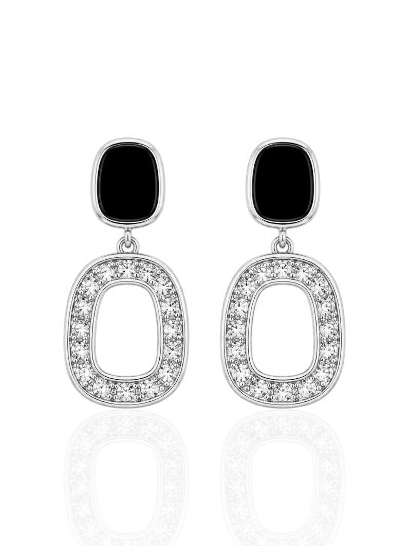 Brinco Folheado a Ouro 18k e Prata Ponteira Resinado Com Zirconia Vazado