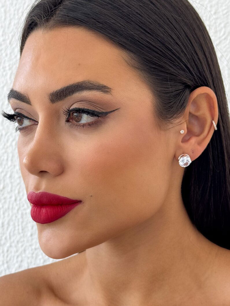 Brinco Folheado a Ouro 18k e Prata Ponto de Luz