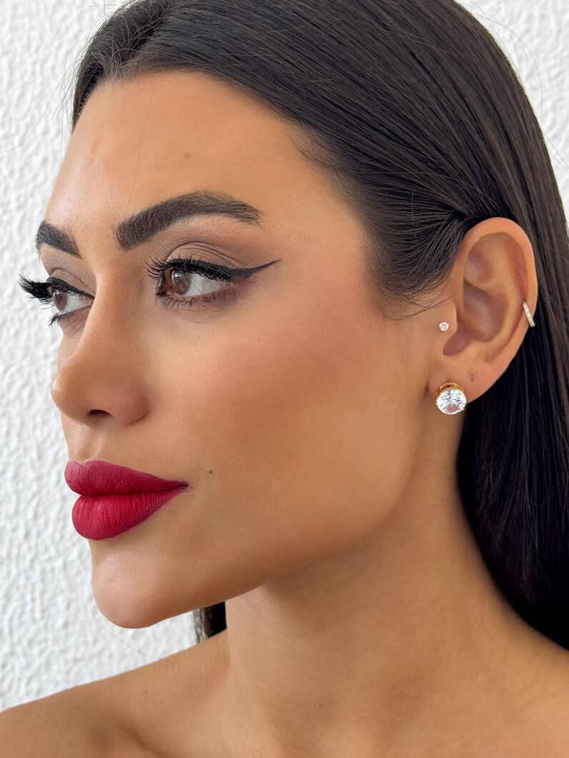 Brinco Folheado a Ouro 18k e Prata Ponto de Luz