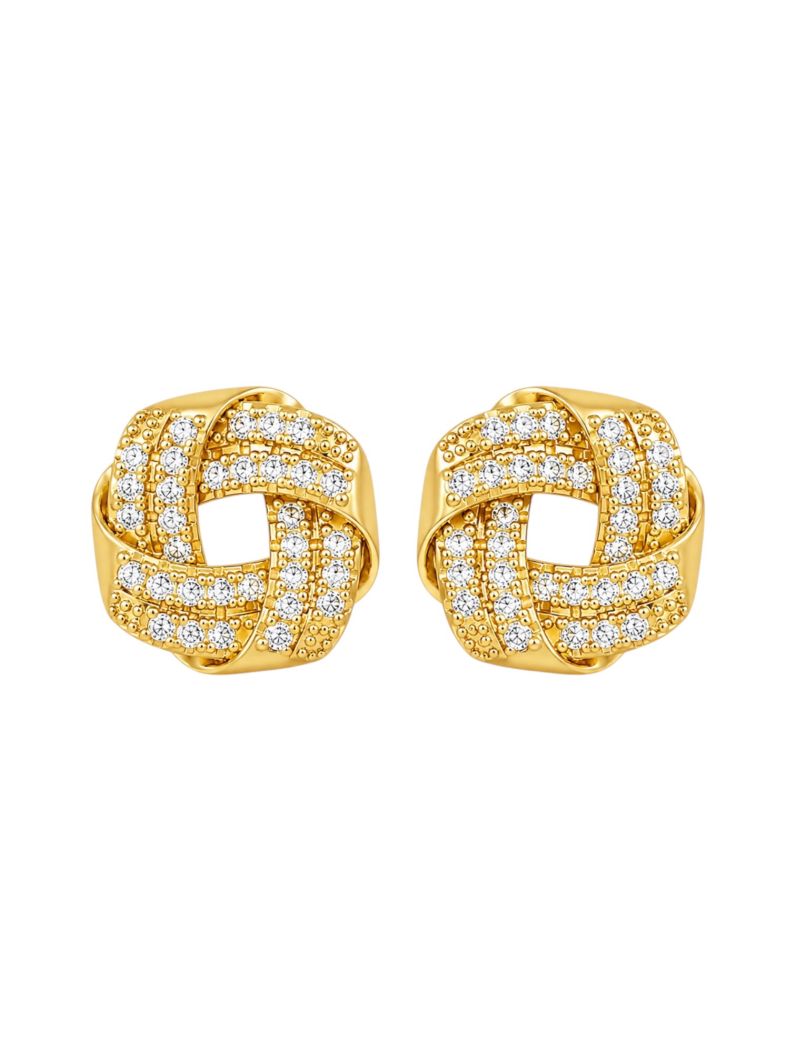 Brinco Folheado a Ouro 18k e Prata Quadrado Cravejado