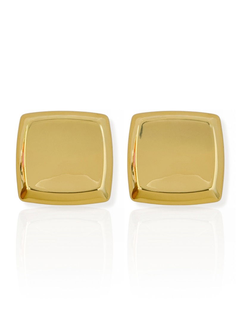 Brinco Folheado a Ouro 18k e Prata Quadrado Leves Curvas