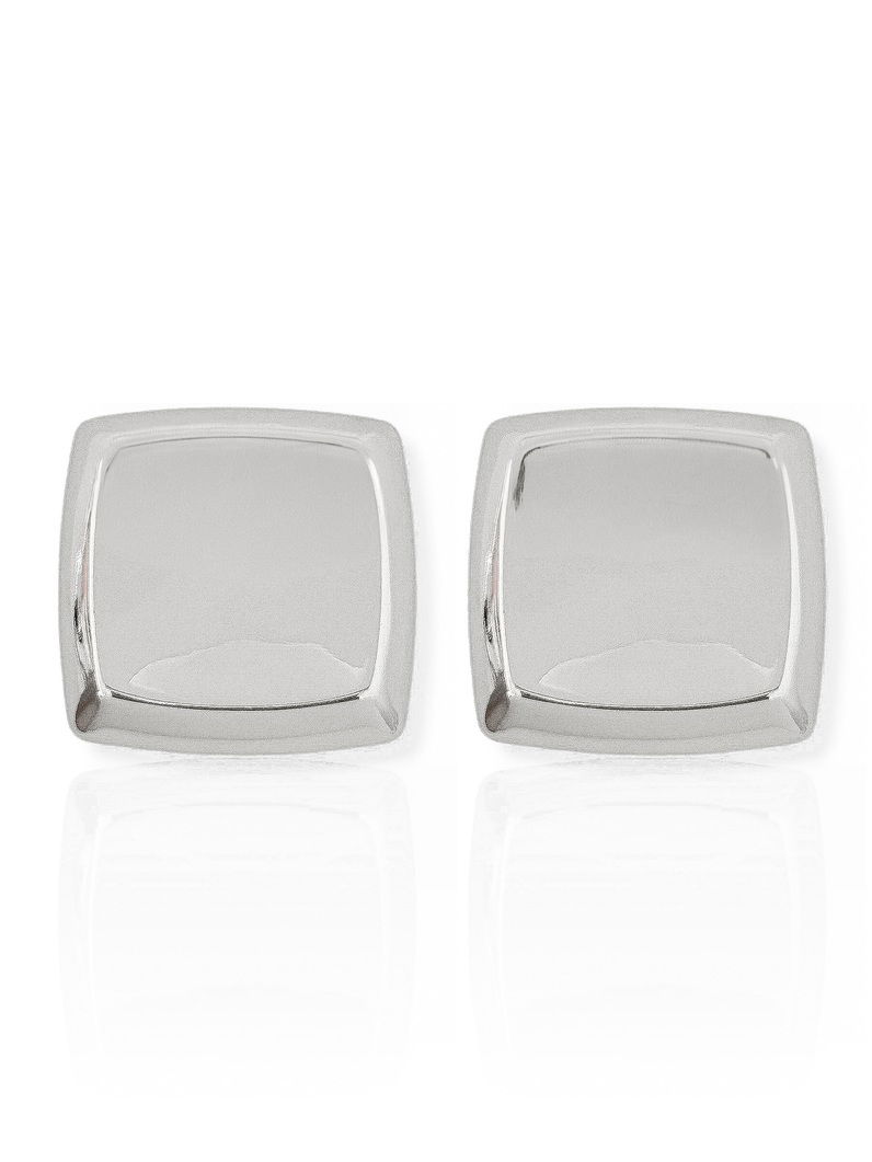 Brinco Folheado a Ouro 18k e Prata Quadrado Leves Curvas