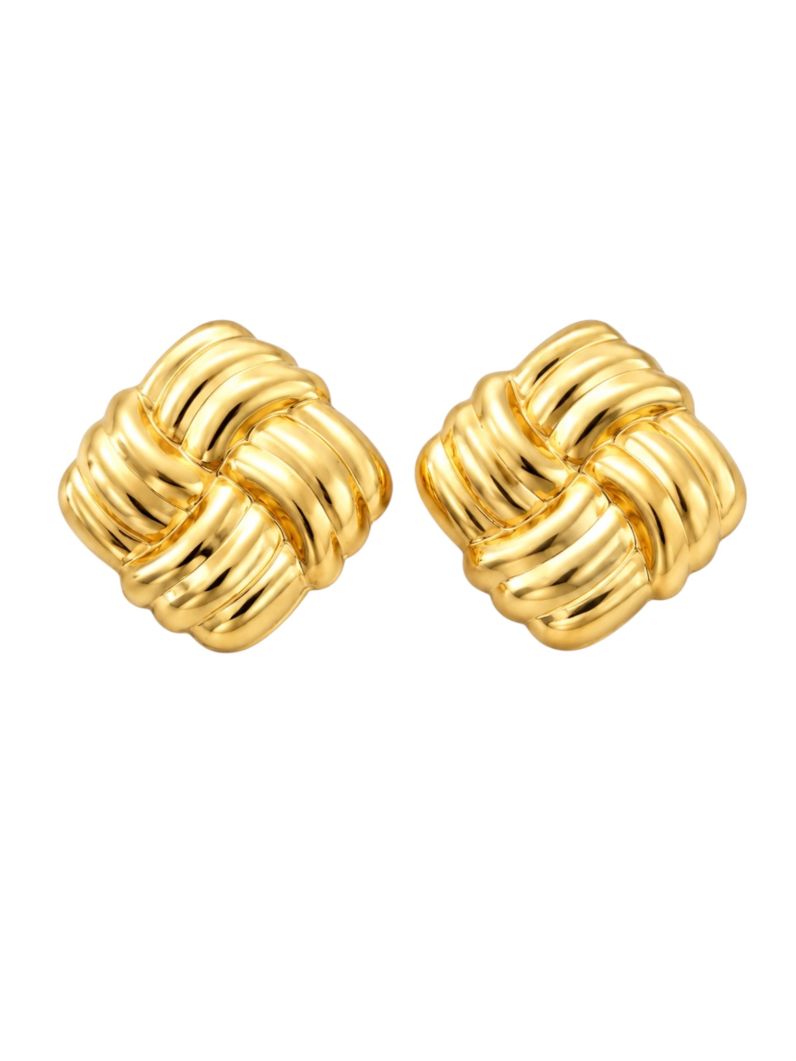 Brinco Folheado a Ouro 18k e Prata Quadrado Trançado