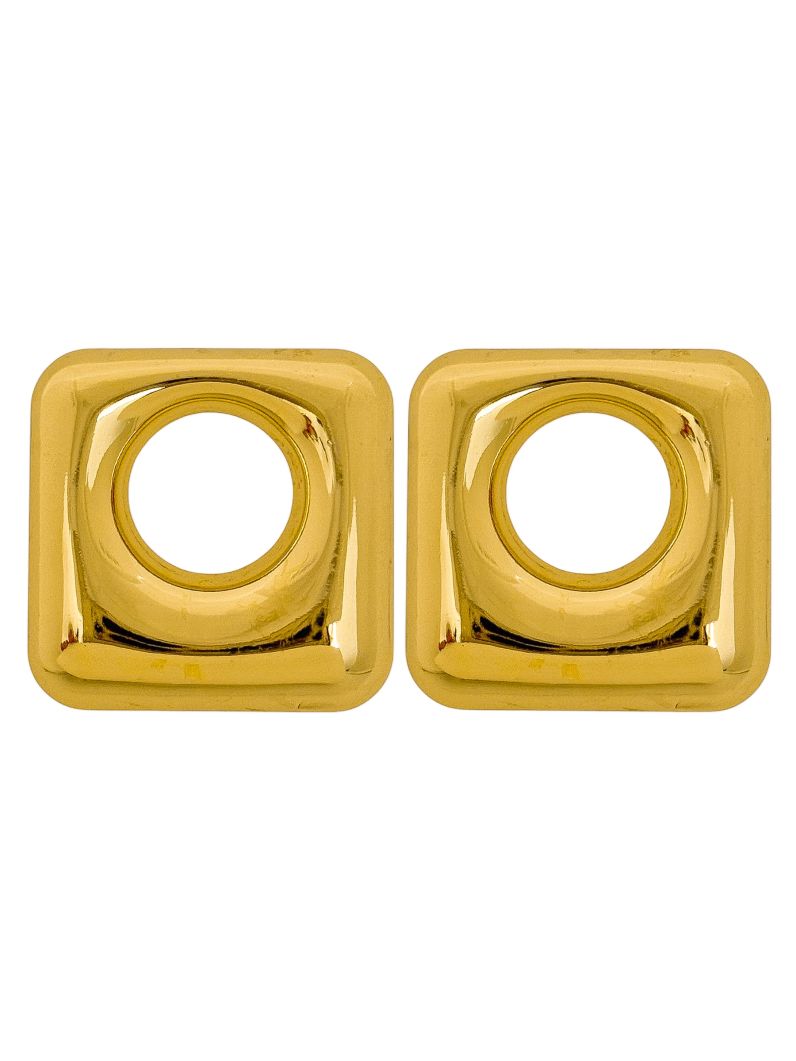 Brinco Folheado a Ouro 18k e Prata Quadrado Vazado