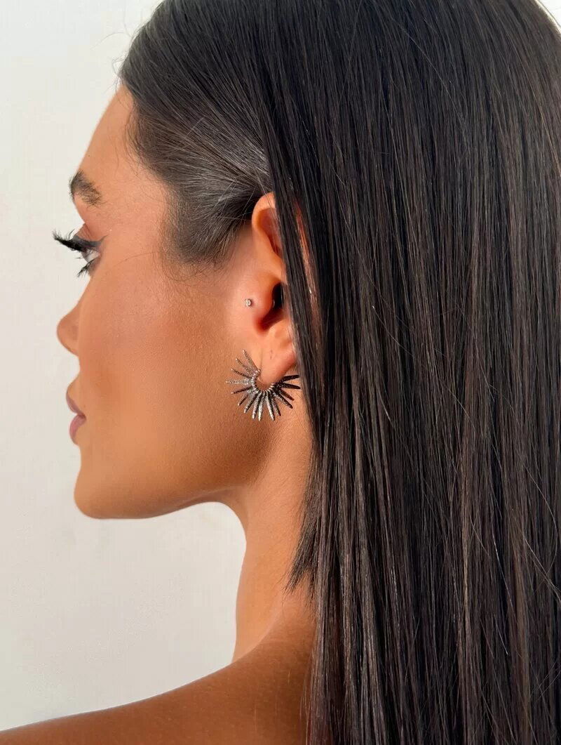 Brinco Folheado a Ouro 18k e Prata Raios de Sol