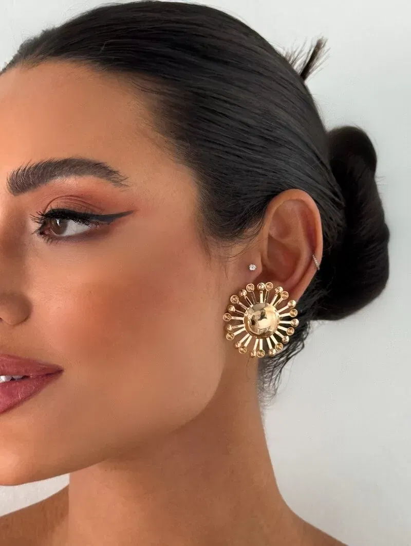 Brinco Folheado a Ouro 18k e Prata Raios de Sol