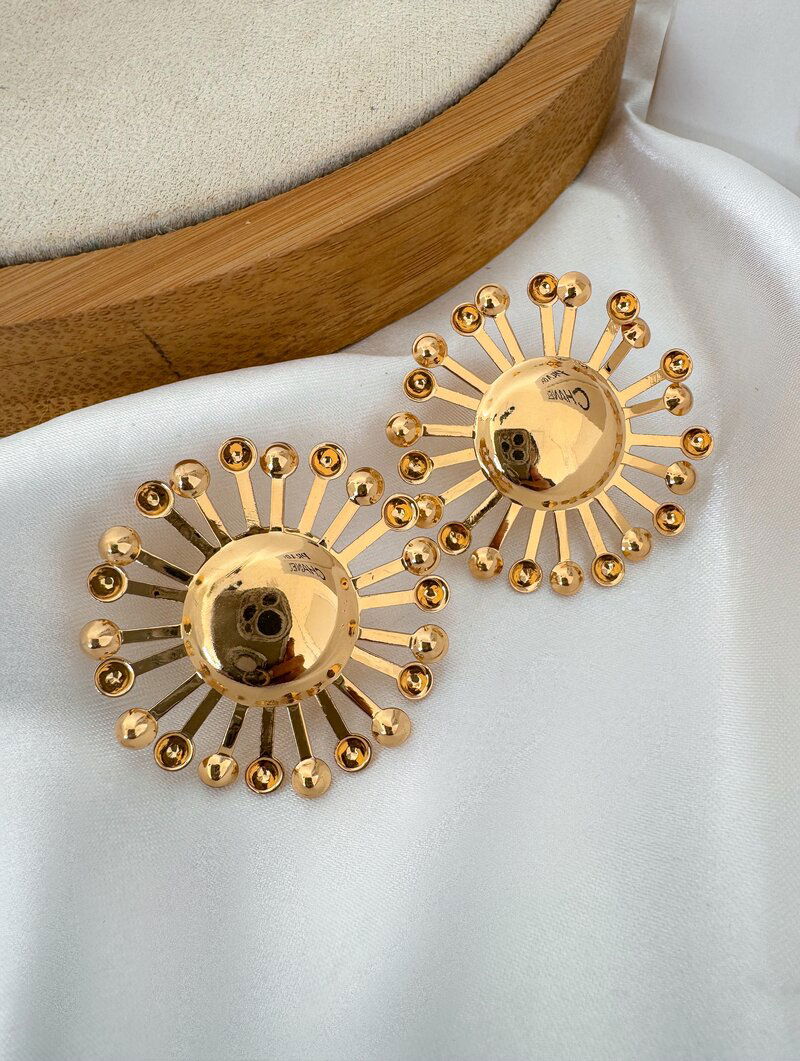 Brinco Folheado a Ouro 18k e Prata Raios de Sol