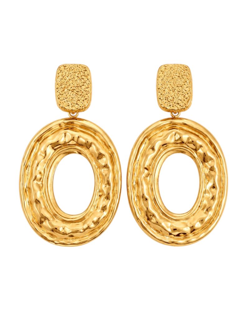 Brinco Folheado a Ouro 18k e Prata Texturizado e Martelado