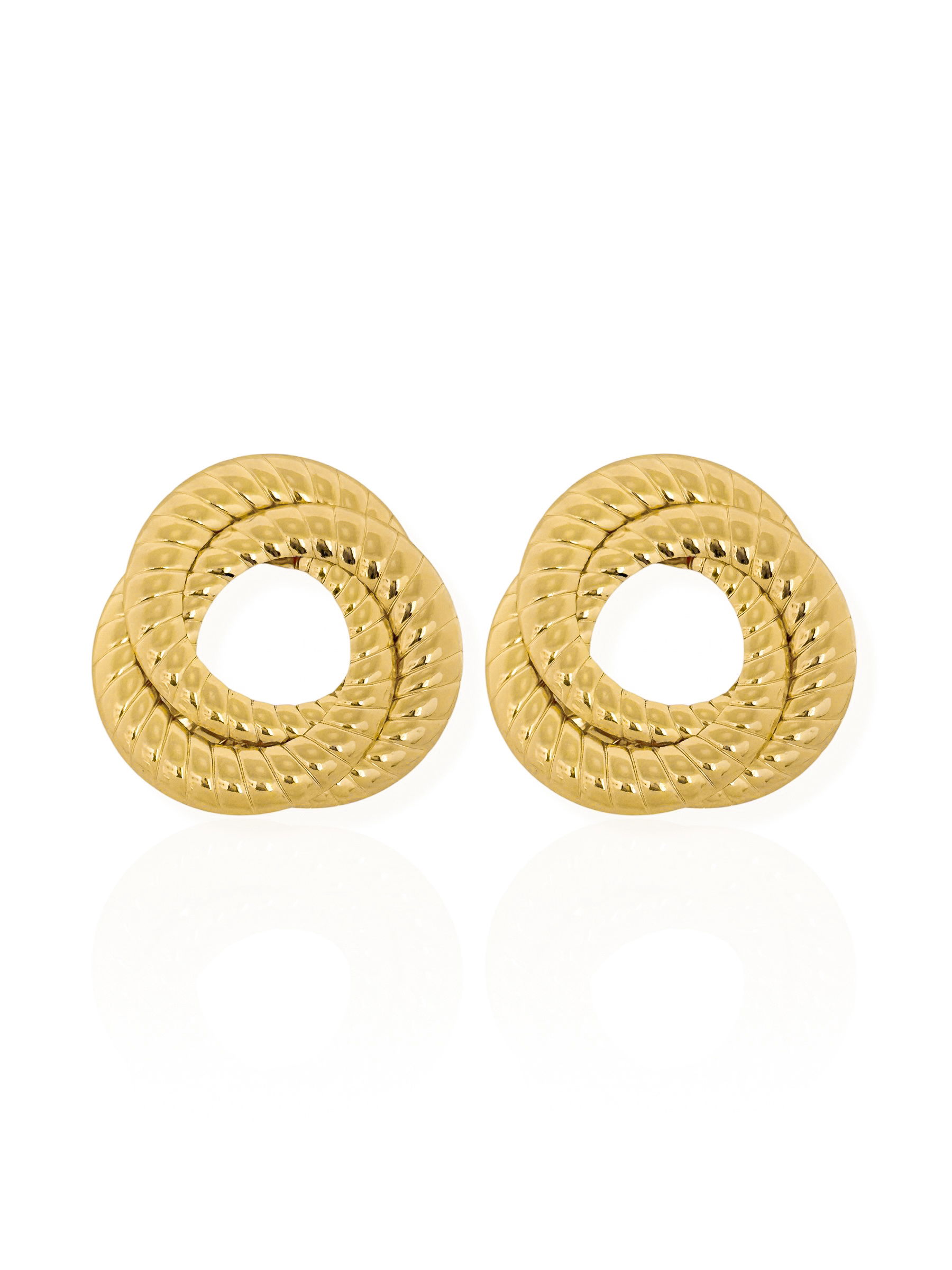 Brinco Folheado a Ouro 18k e Prata Trançados Circulos