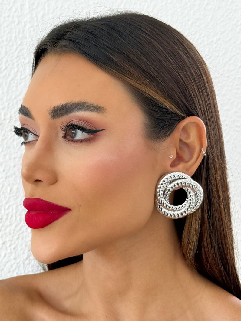 Brinco Folheado a Ouro 18k e Prata Trançados Circulos