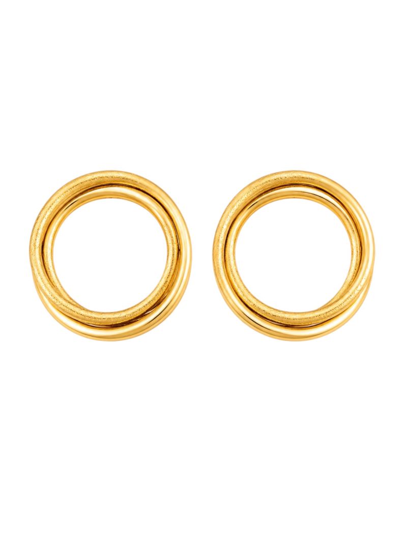 Brinco Folheado a Ouro 18k e Prata Três Arcos Texturizados