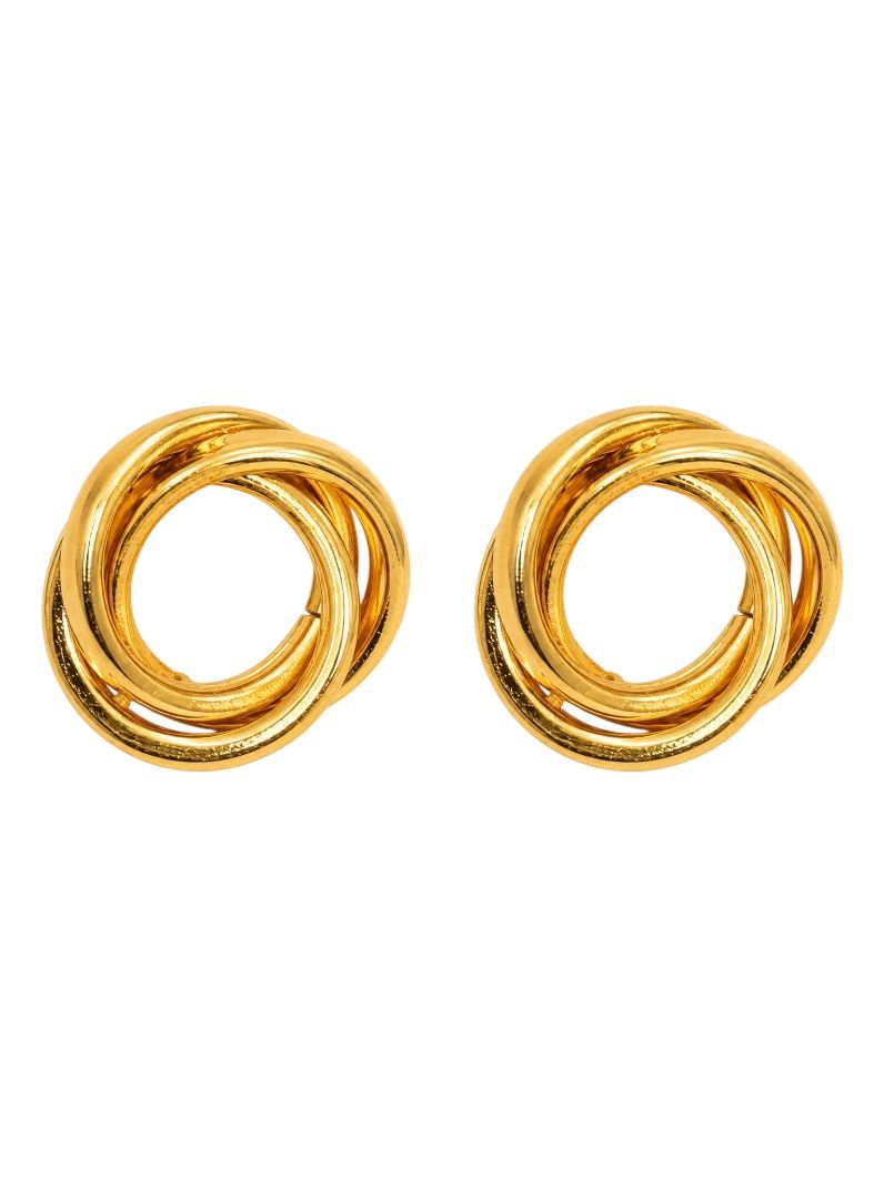Brinco Folheado a Ouro 18k e Prata Três Aros Quadrados