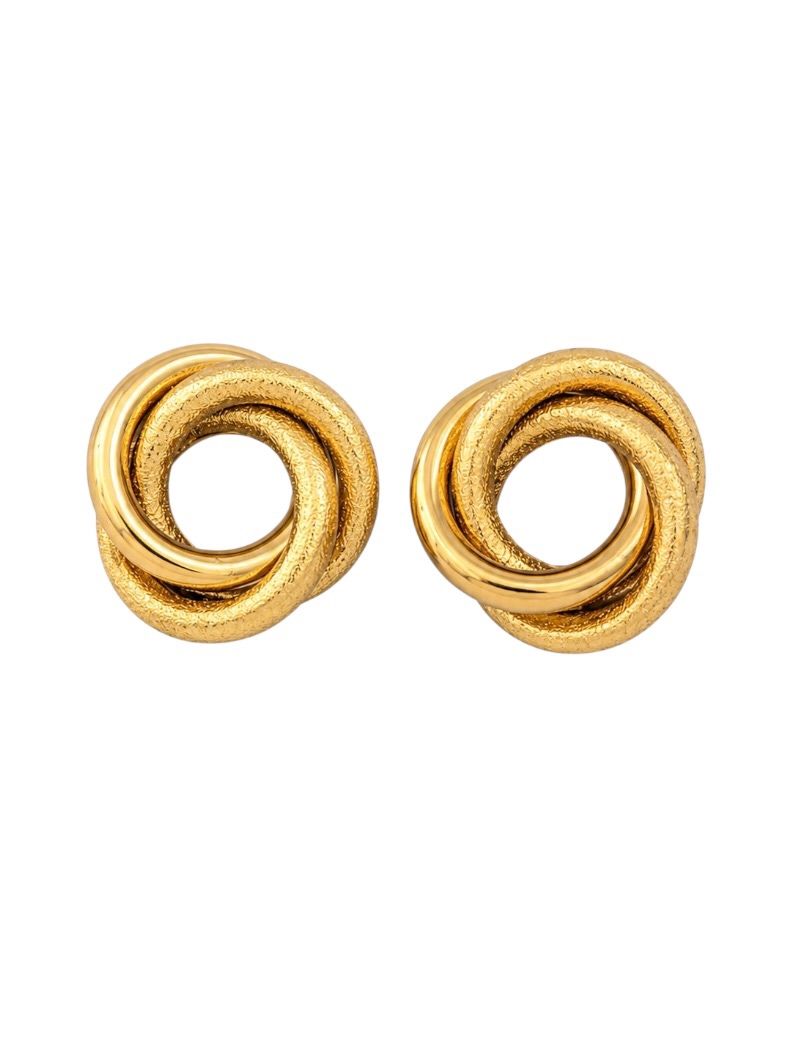 Brinco Folheado a Ouro 18k e Prata Três Aros Texturizados