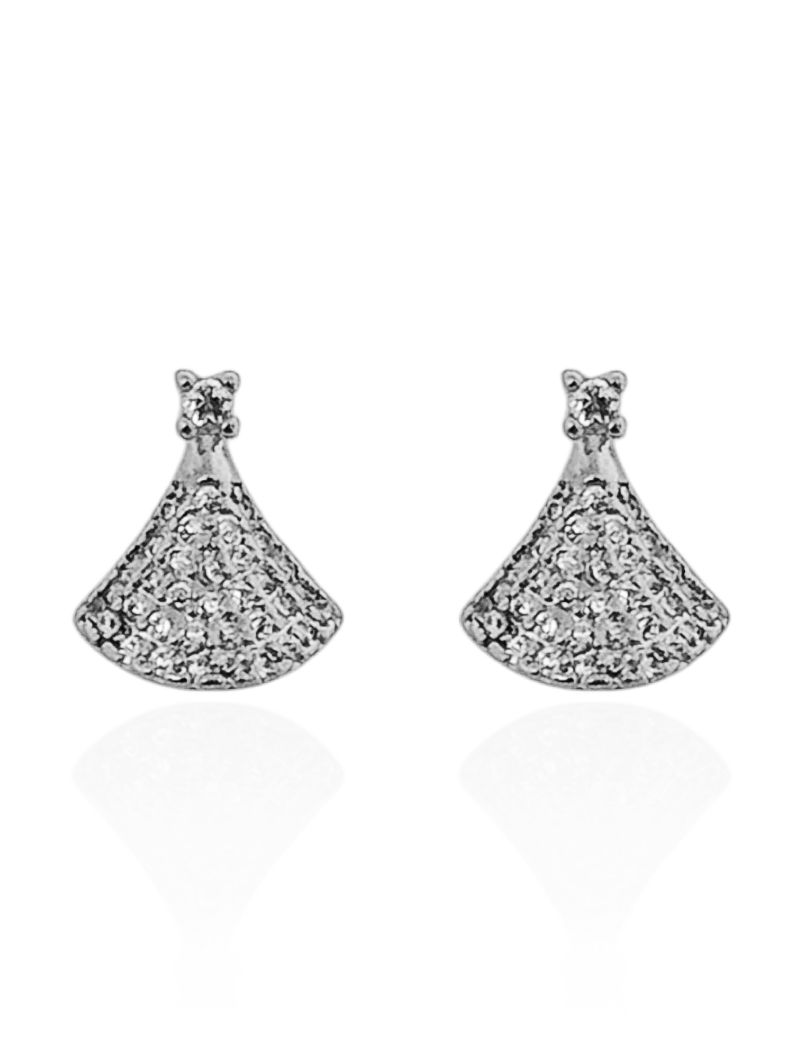 Brinco Folheado a Ouro 18k e Prata Triângulo Cravejado