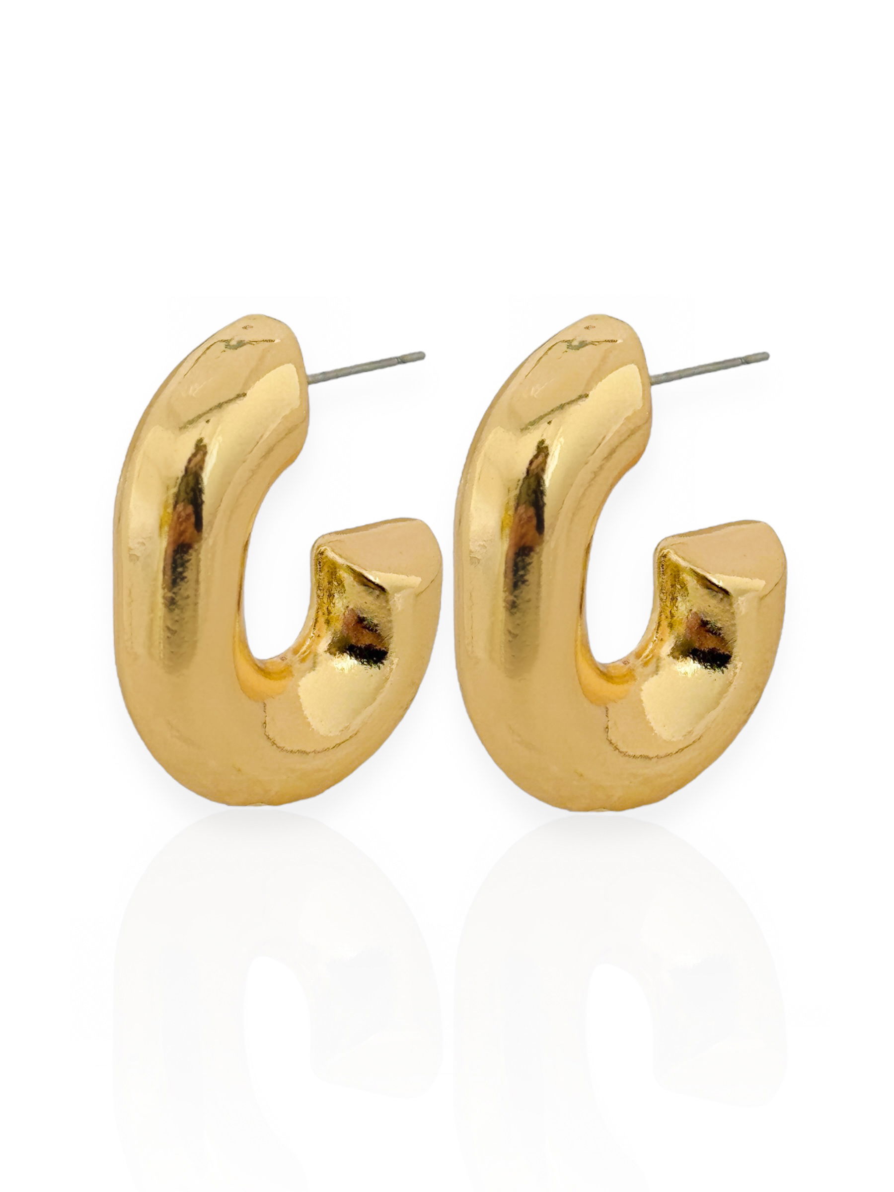 Brinco Folheado a Ouro 18K e Prata Tubo Liso