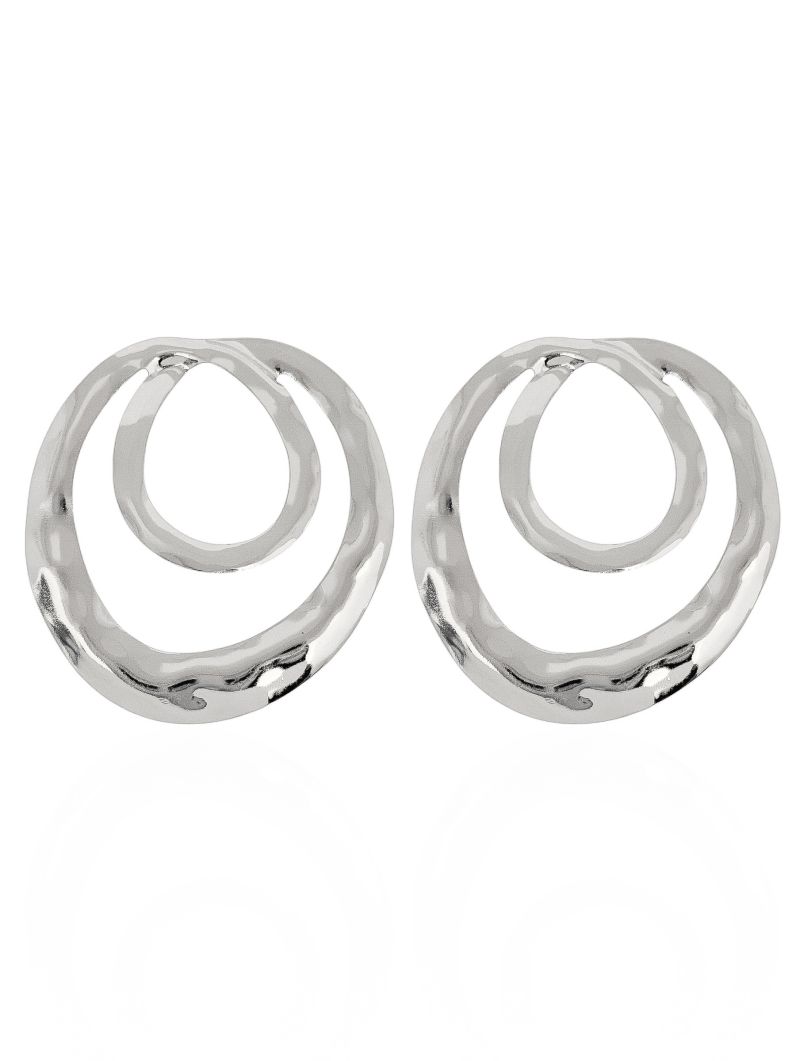 Brinco Folheado a Ouro 18k e Prata Vazado Duplo