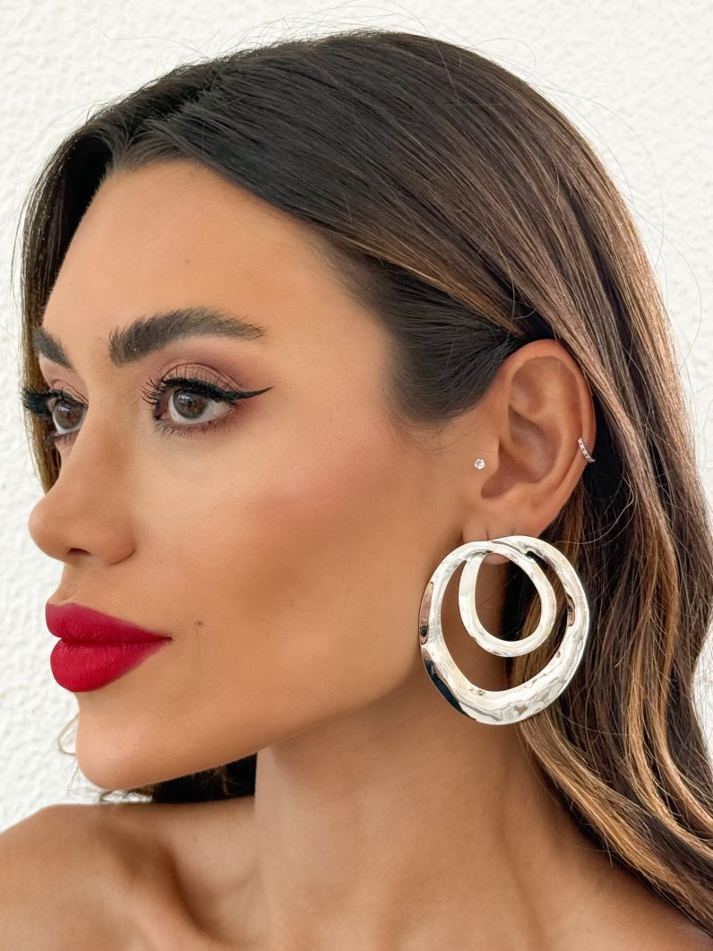 Brinco Folheado a Ouro 18k e Prata Vazado Duplo
